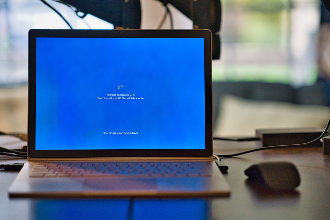 A Microsoft Surface book updating its operating system software.